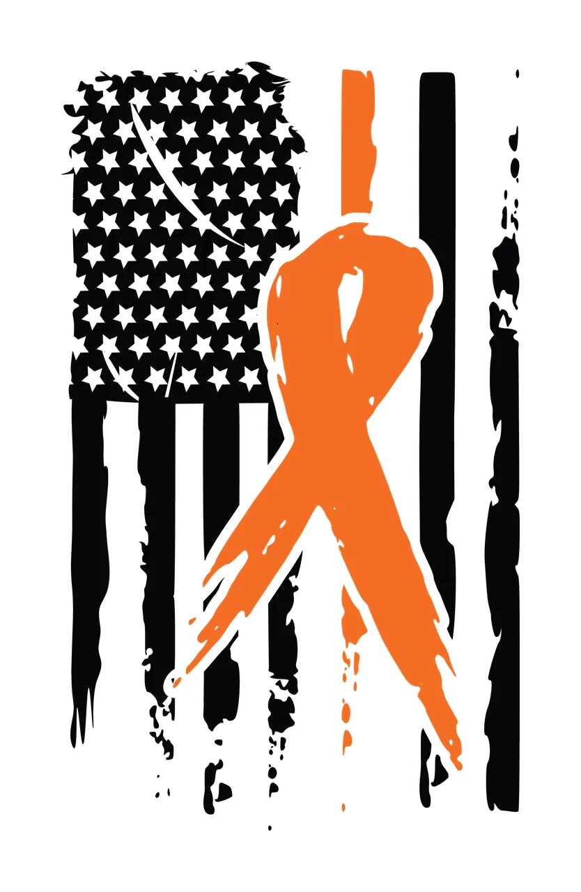 Awareness Ribbon On Distressed Flag centered stars stripes