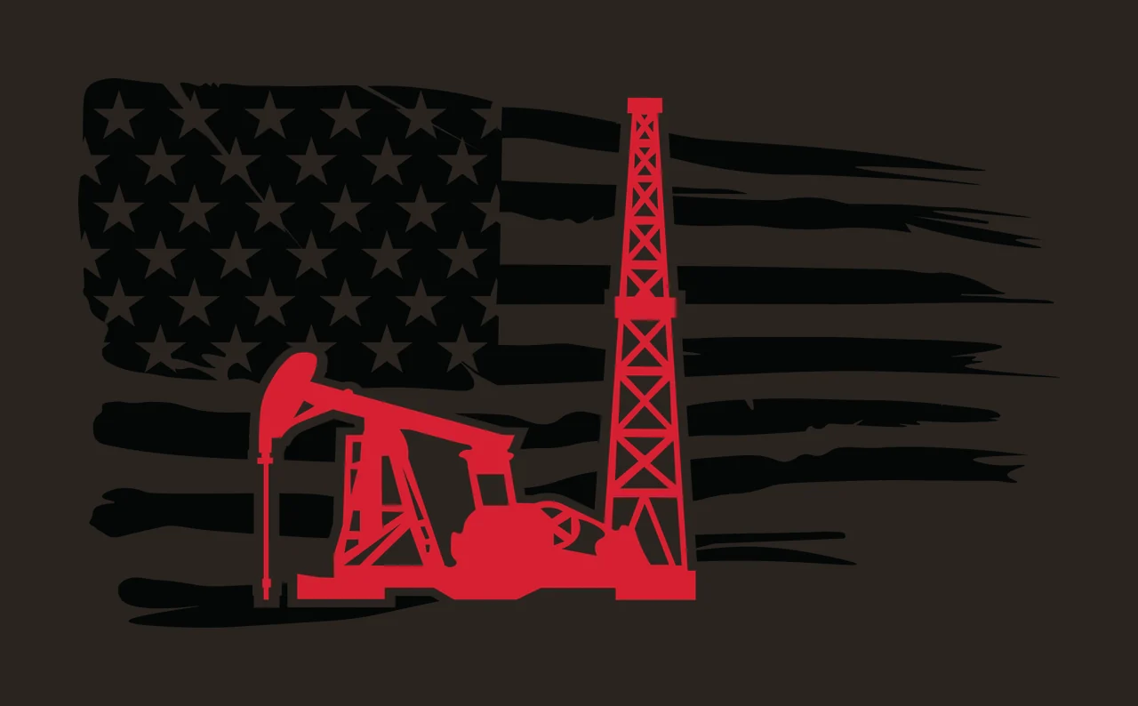 Flag Oil Drilling Rig Silhouette derrick stars stripes distressed contrast preview thumbnail