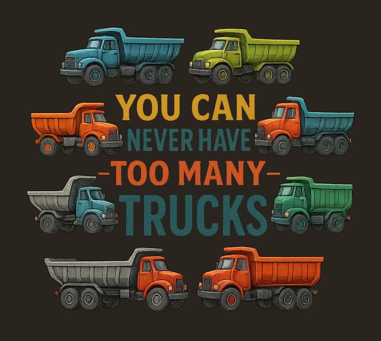 You Can Never Have Too Many Trucks Boys Sublimation Design contrast preview thumbnail