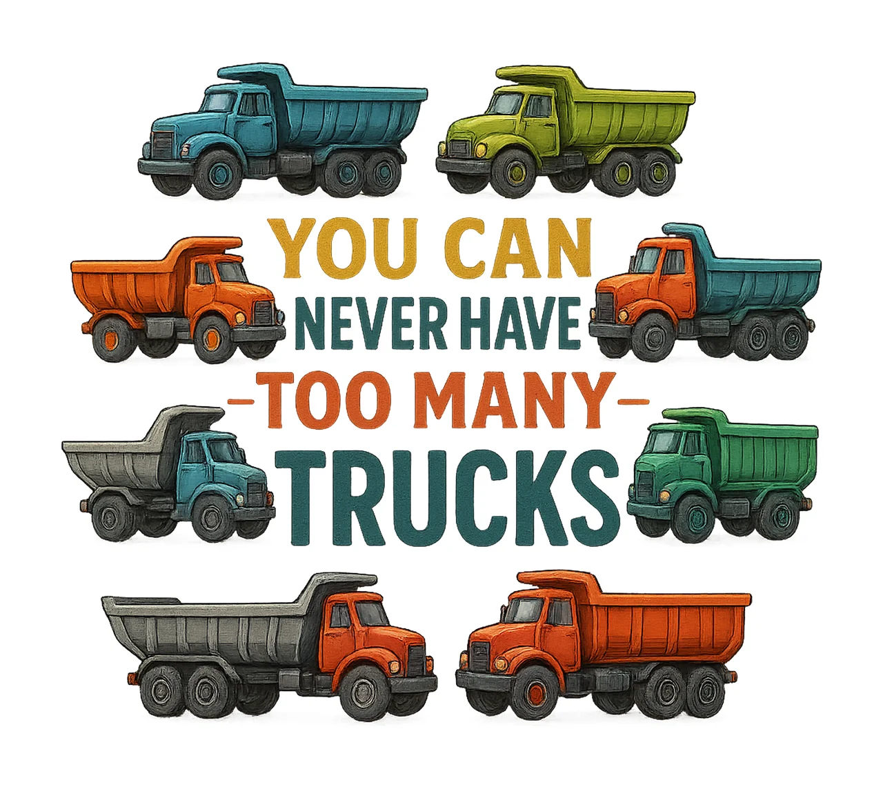 You Can Never Have Too Many Trucks Boys Sublimation Design