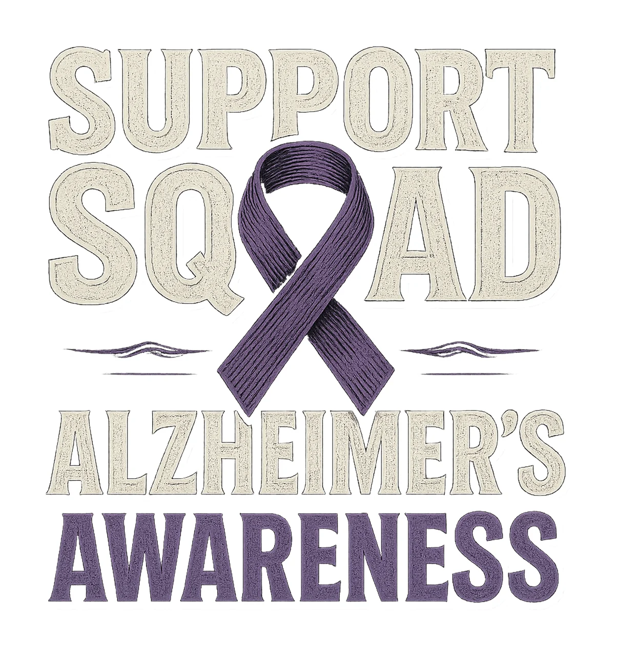 Support squad Alzheimer awareness Purple Ribbon Design