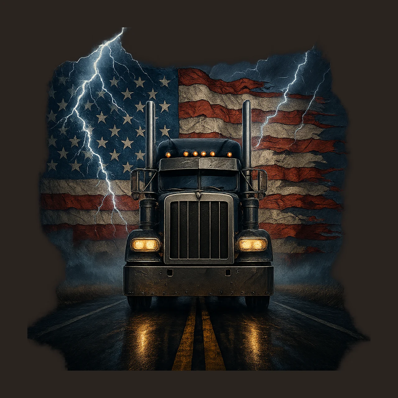 Semi Truck Tumbler Wrap American Flag Patriotic Trucker contrast preview thumbnail
