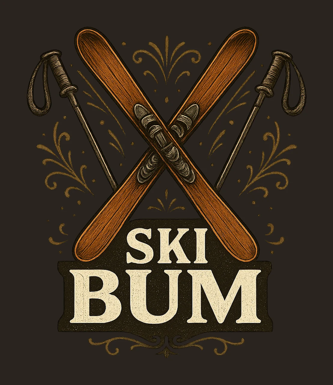 Ski Bum Winter Sports Design Skiing Artwork Snow Adventure contrast preview thumbnail