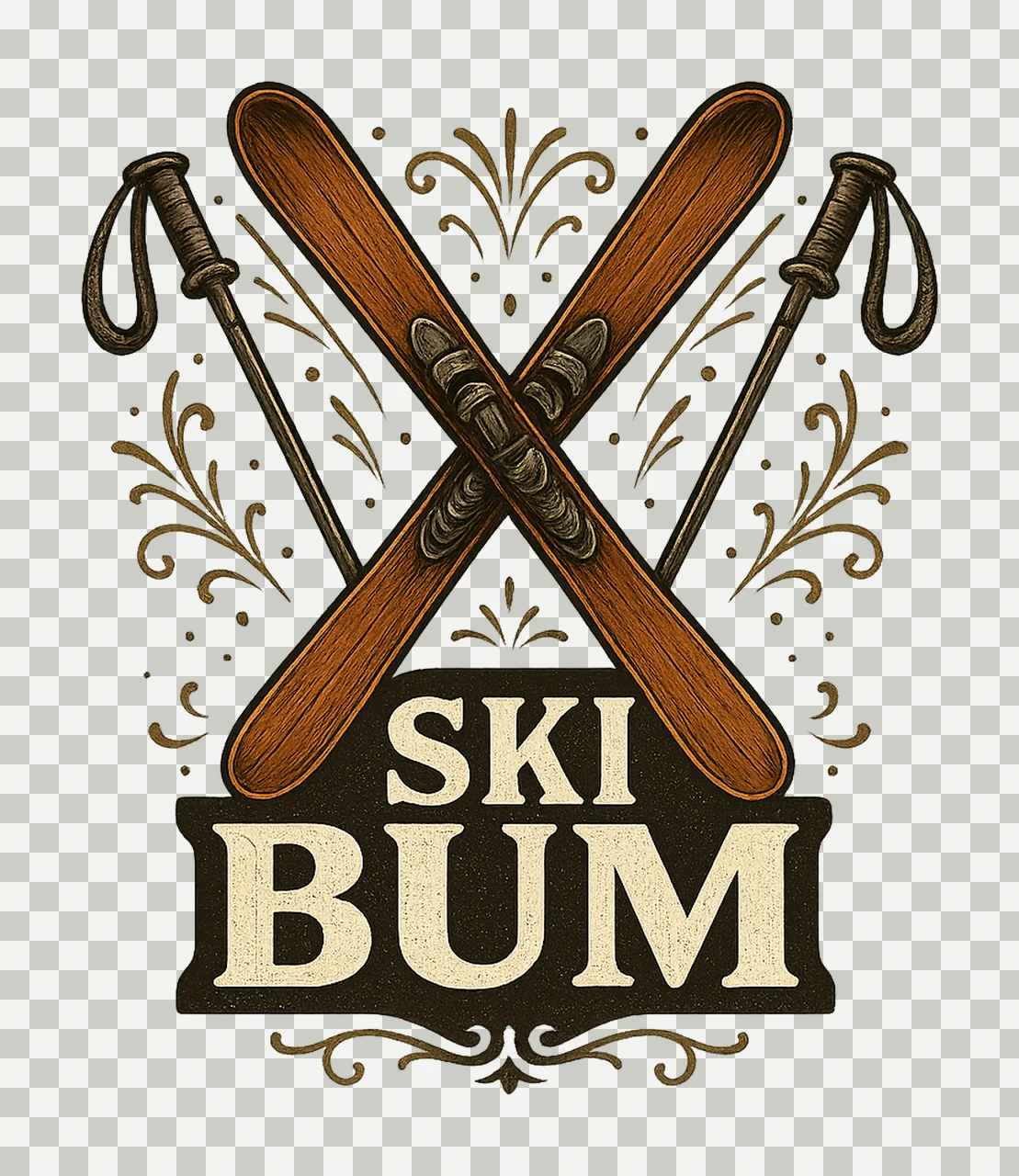Ski Bum Winter Sports Design Skiing Artwork Snow Adventure transparency and detail preview thumbnail