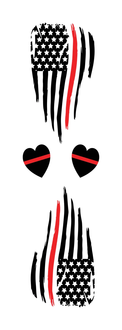 Distressed American Flag Heart Shape Symbols and hearts black