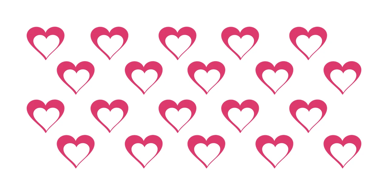 Can Glass Wrap Grid Of Repeating Black Hearts pattern heart shapes