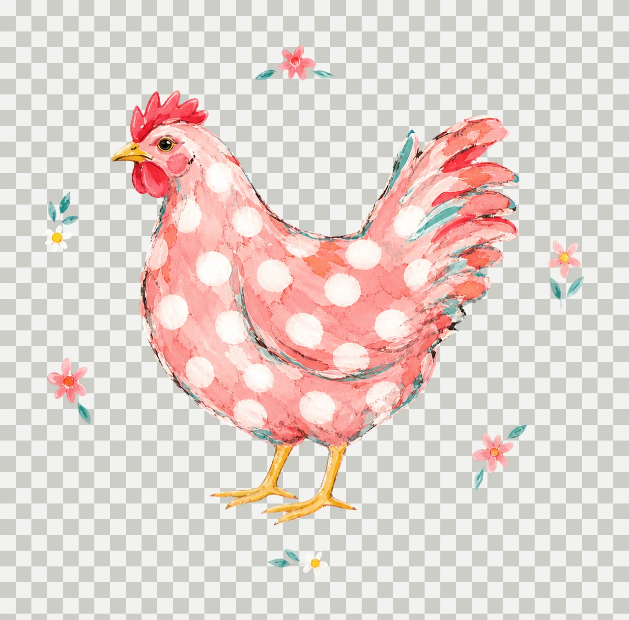 Summer Striped Floral Chicken sublimation Variation A transparency and detail preview thumbnail