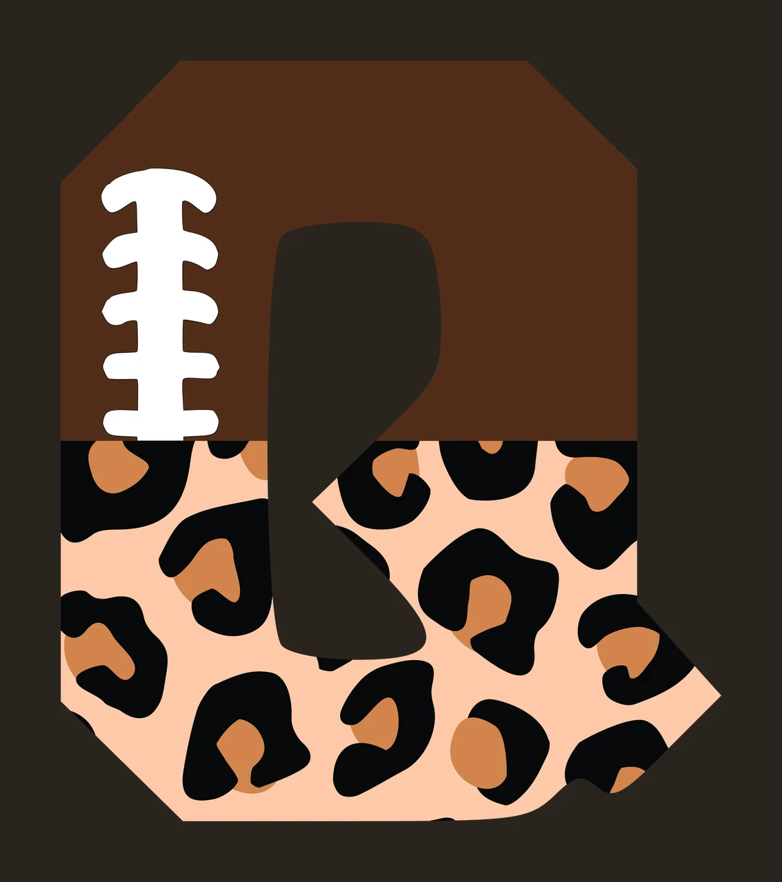 Football Font Half Leopard Character 07 american gridiron touchdown contrast preview thumbnail