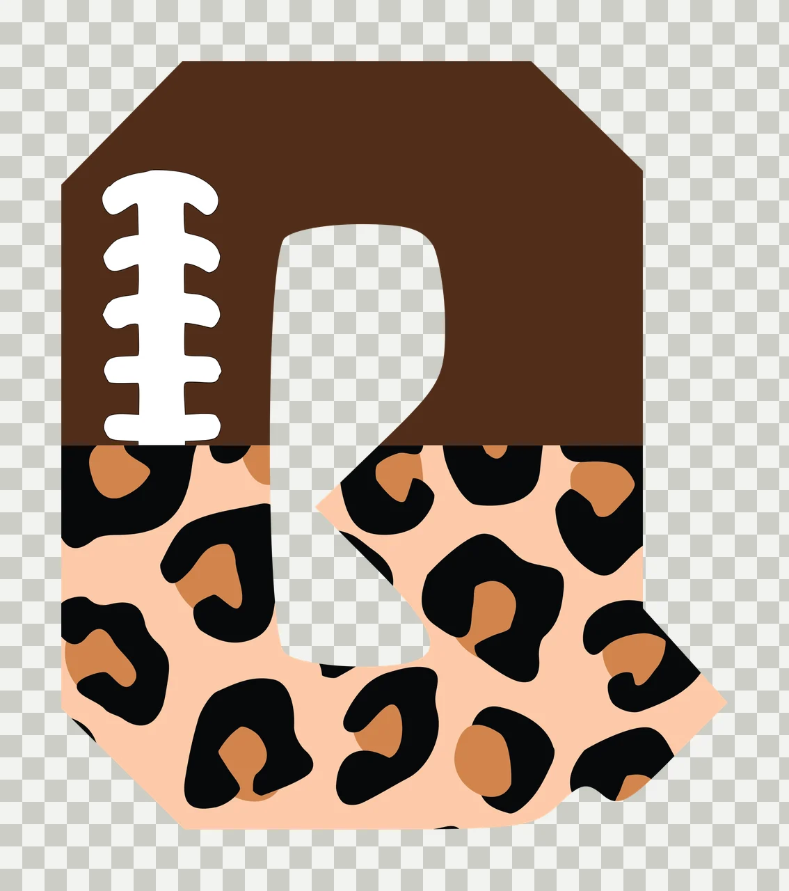 Football Font Half Leopard Character 07 american gridiron touchdown transparency and detail preview thumbnail