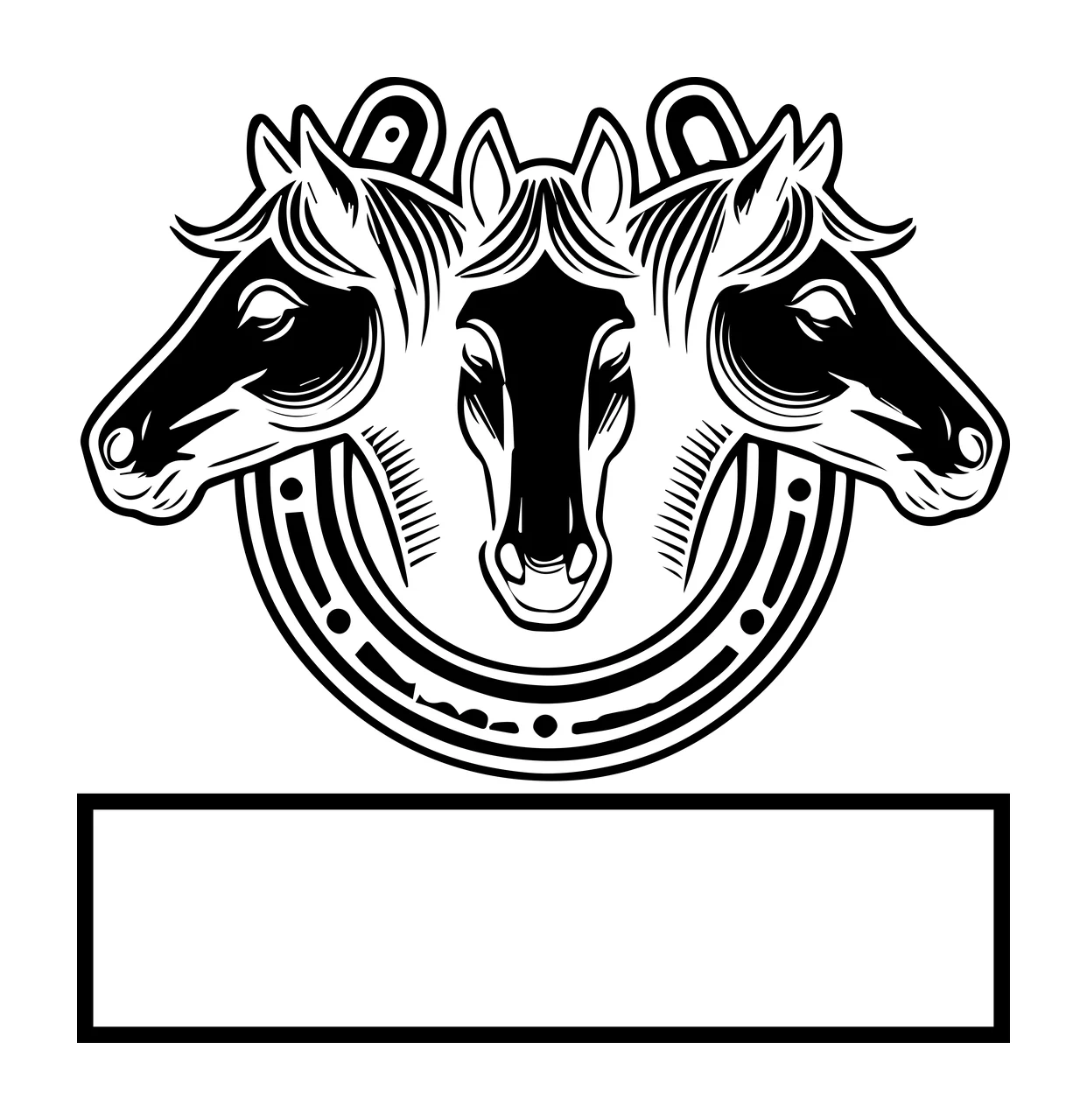 Horse Three Heads In Horseshoe Icon arranged horses rectangle