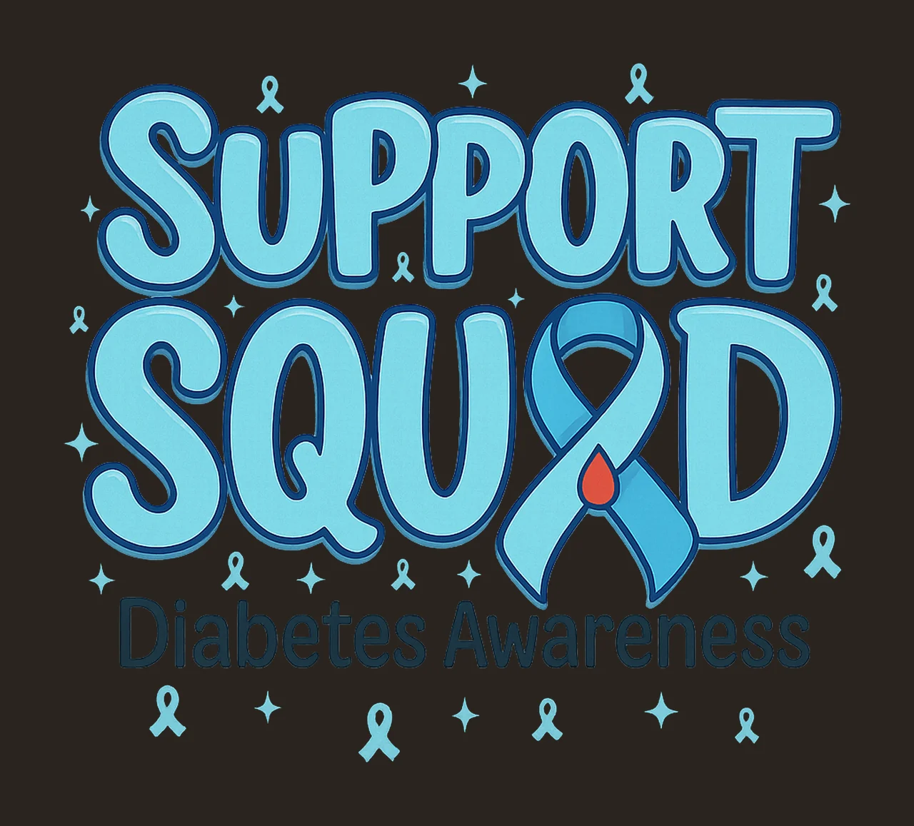 Awareness Ribbon Logo With Stars And Blood Drop blue medical contrast preview thumbnail