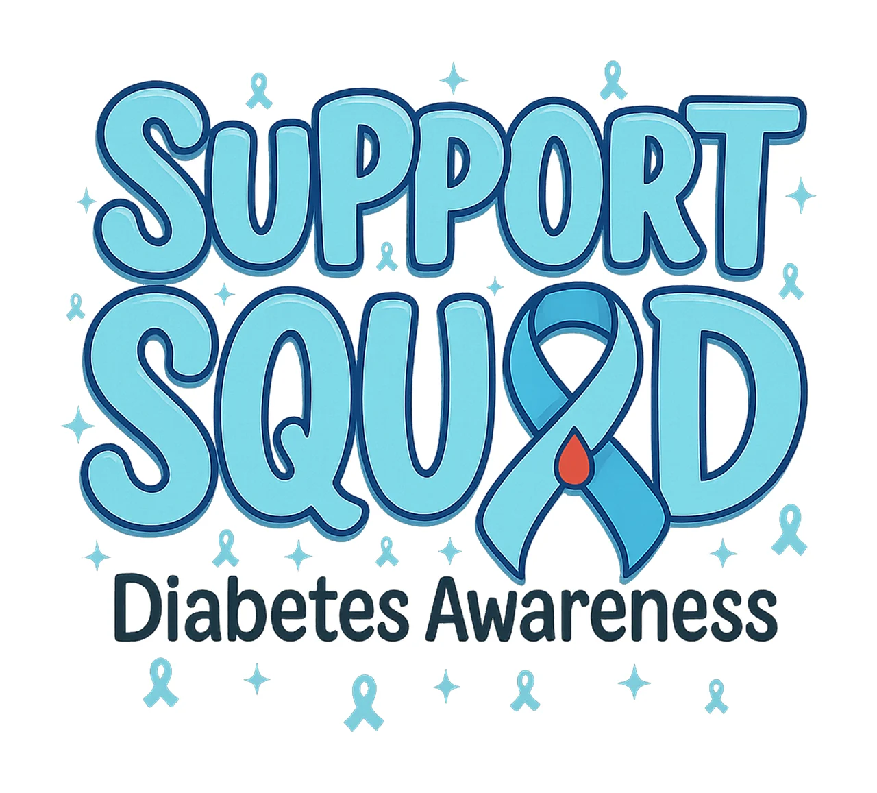 Awareness Ribbon Logo With Stars And Blood Drop blue medical