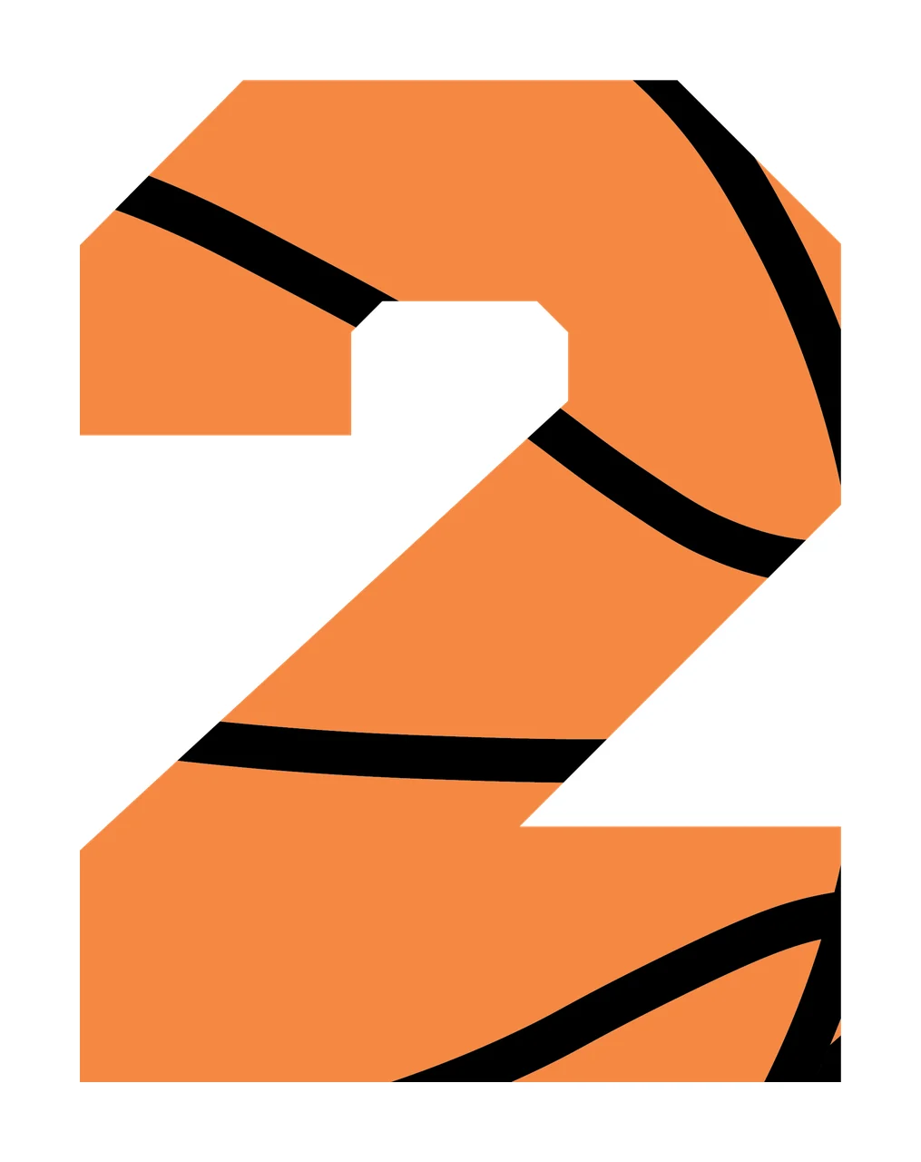 Number 2 Black Two Digit With Faint Linear white symbol graphics