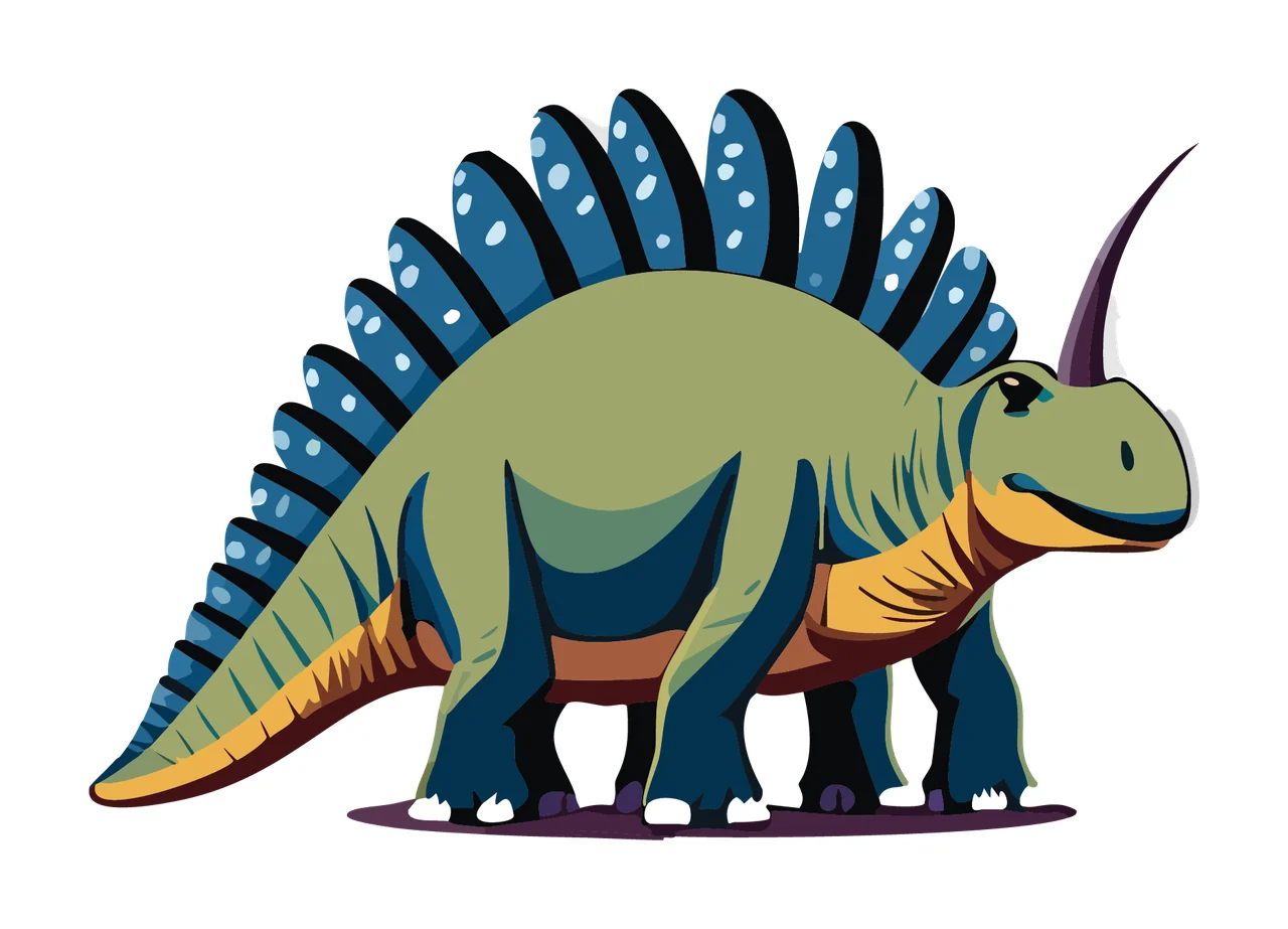 Dinosaur Silhouette With Spine Plates horn black white prehistoric