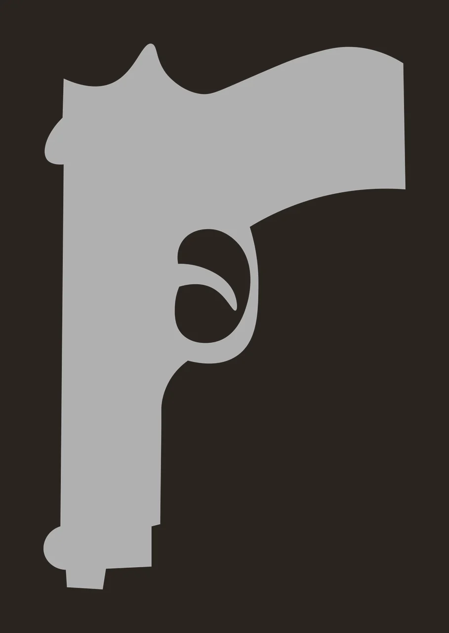 Simple Black Silhouette Of A Handgun Pointed Left trigger barrel contrast preview thumbnail