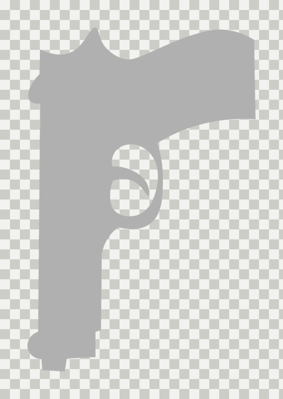 Simple Black Silhouette Of A Handgun Pointed Left trigger barrel transparency and detail preview thumbnail