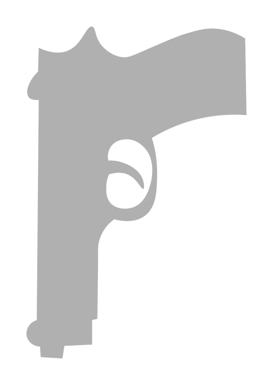 Simple Black Silhouette Of A Handgun Pointed Left trigger barrel