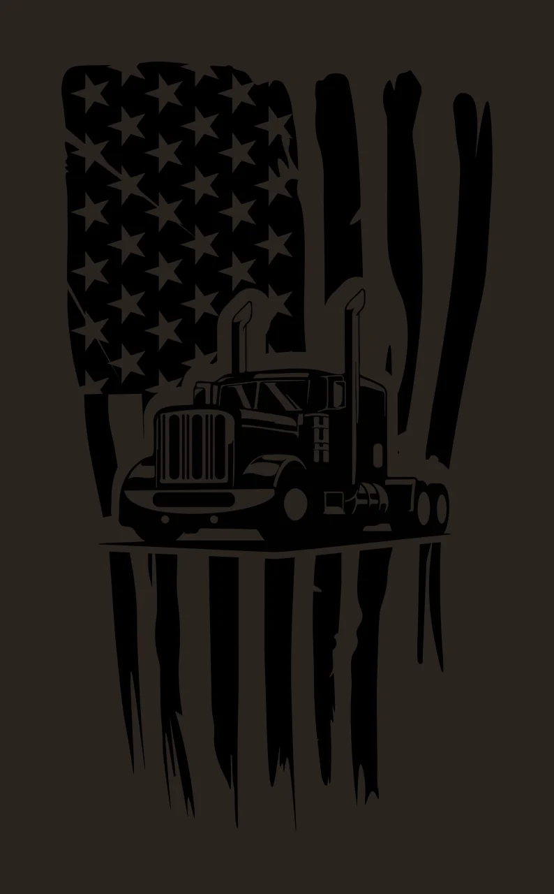 Semi Truck Flag American With Vertical stars stripes black contrast preview thumbnail