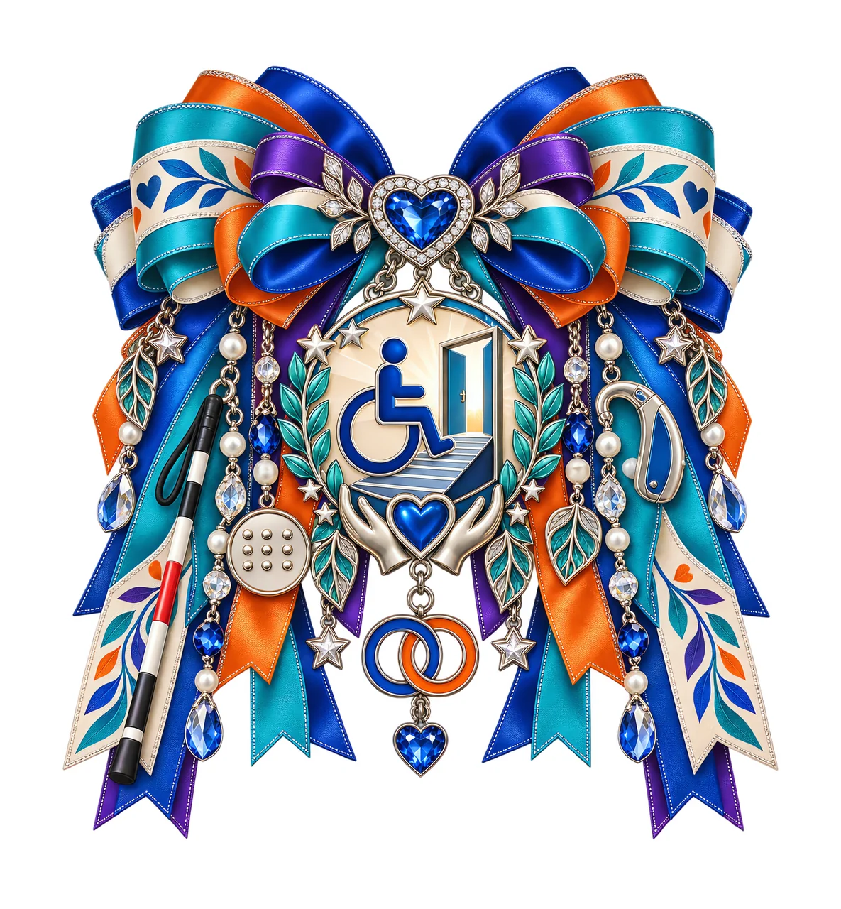 Disability Inclusion PNG, Wheelchair and Cane Coquette Bow, No Text Sublimation Clipart, Transparent Digital Download