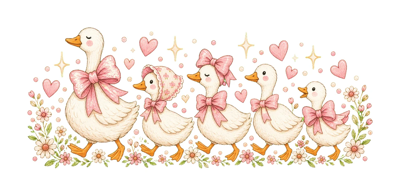 Vintage Mama Goose Preppy Mom Coquette Design Pink Goose