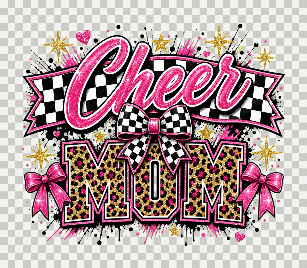 Checkered Coquette Cheer Mom Cheerleader Team Variation B transparency and detail preview thumbnail