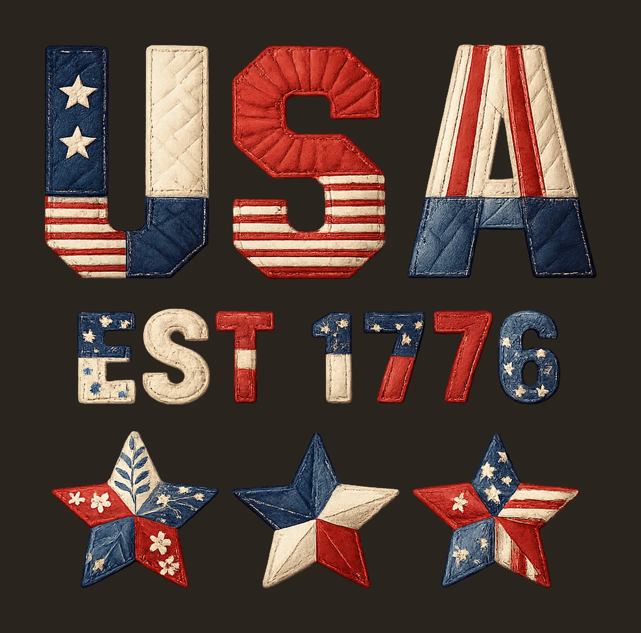 Faux Yarn USA 250 Anniversary Patriotic Sublimation Design contrast preview thumbnail