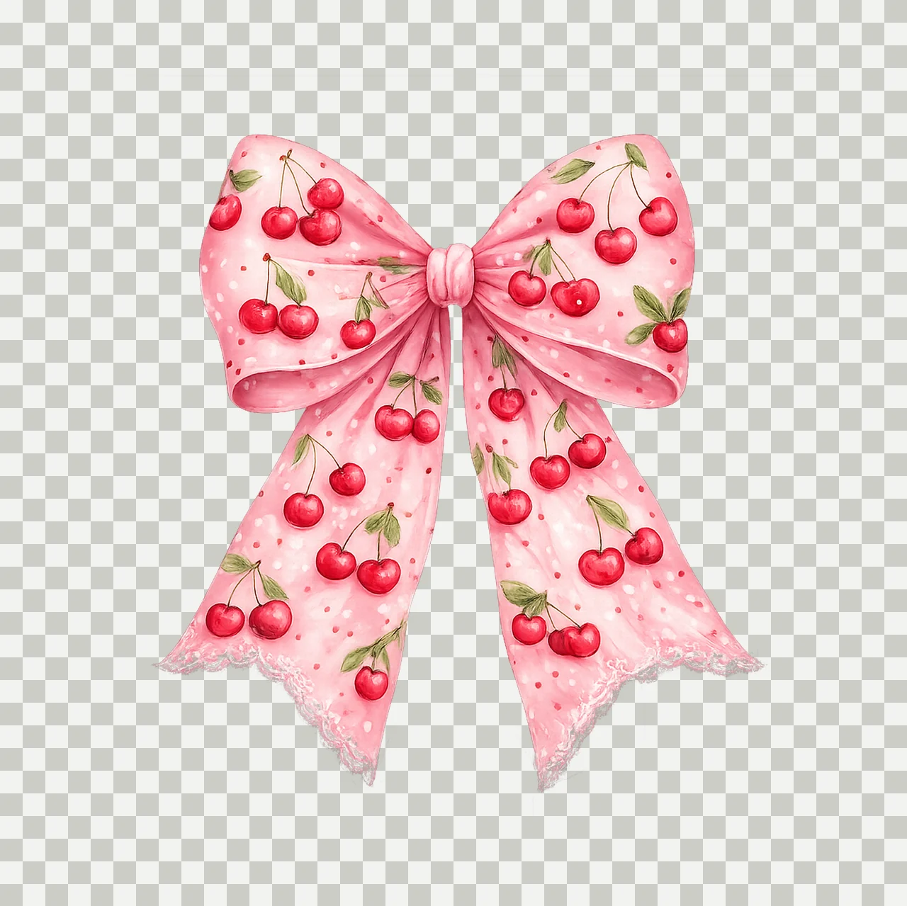 Cherry Bow Artwork Pink Coquette Design Cute Bow Cherry transparency and detail preview thumbnail