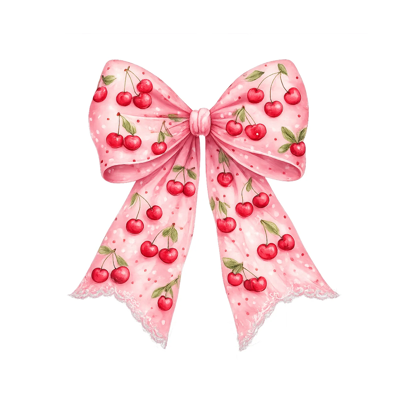 Cherry Bow Artwork Pink Coquette Design Cute Bow Cherry