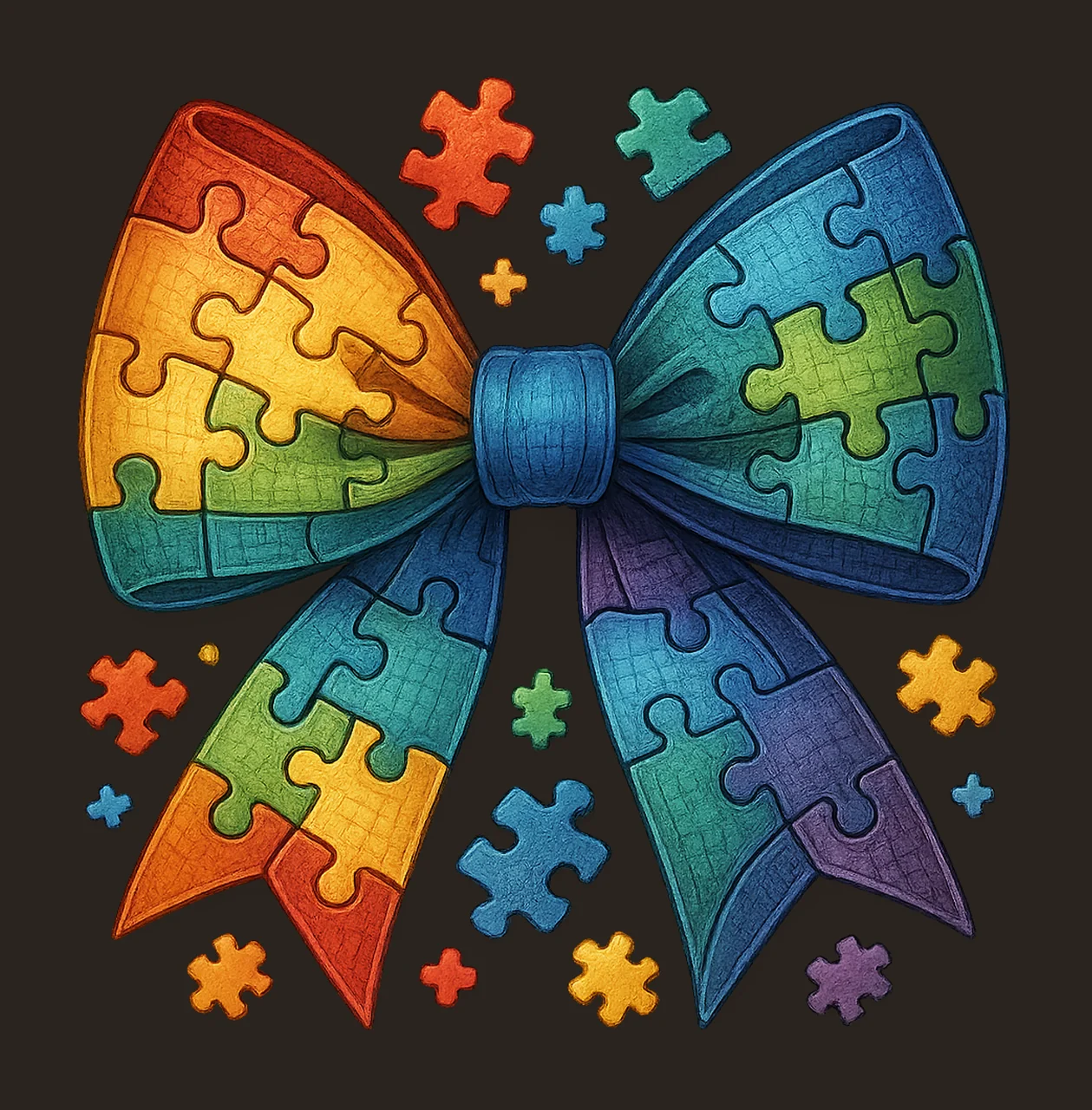 Coquette Autism Bow Autism Awareness Ribbon Sublimation contrast preview thumbnail