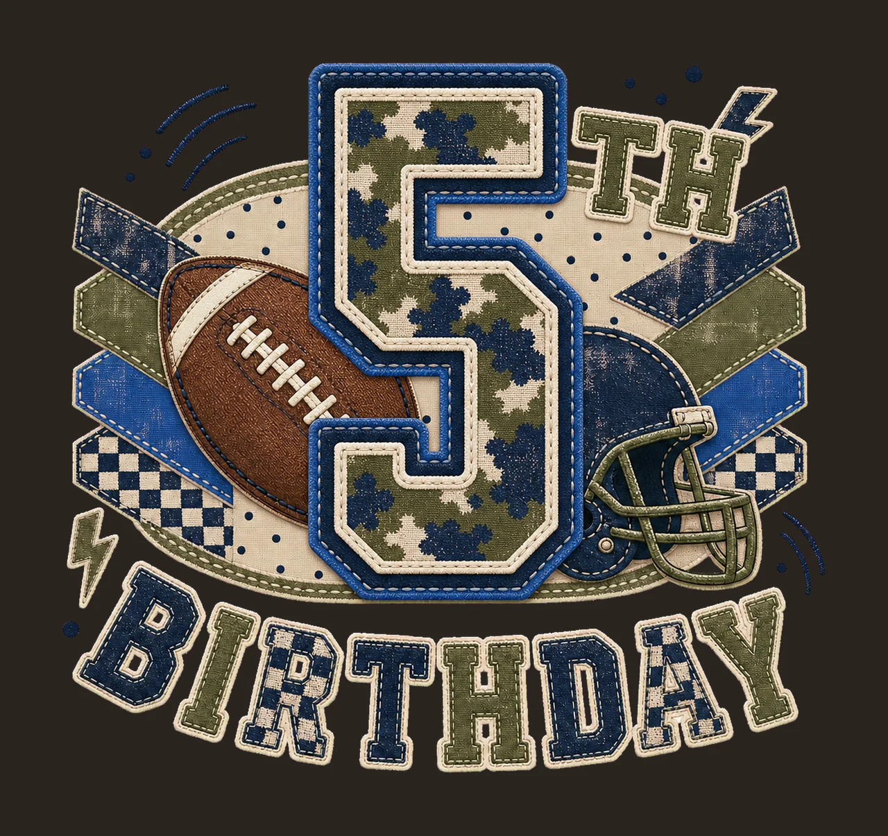 Star Camo Football Birthday sublimation instant Variation E contrast preview thumbnail