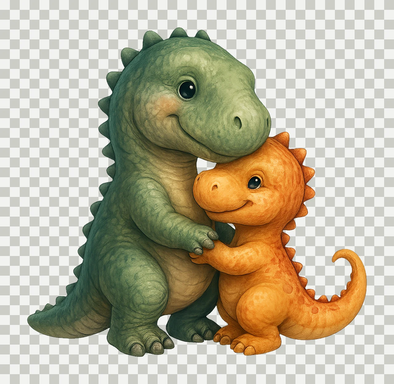 Mom and Baby Dinosaur Watercolour Dino Sublimation Design transparency and detail preview thumbnail