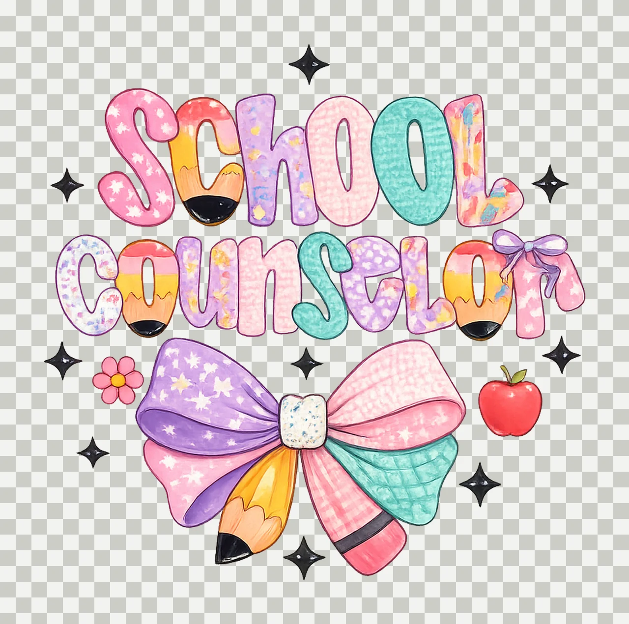 Preppy School Counselor Floral Design Grandmillennial transparency and detail preview thumbnail