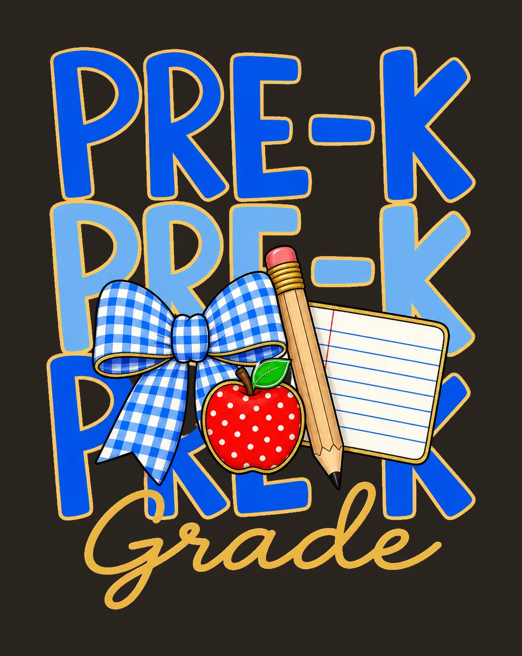 Preppy Teacher Blue Gingham Grade Series Variation A contrast preview thumbnail
