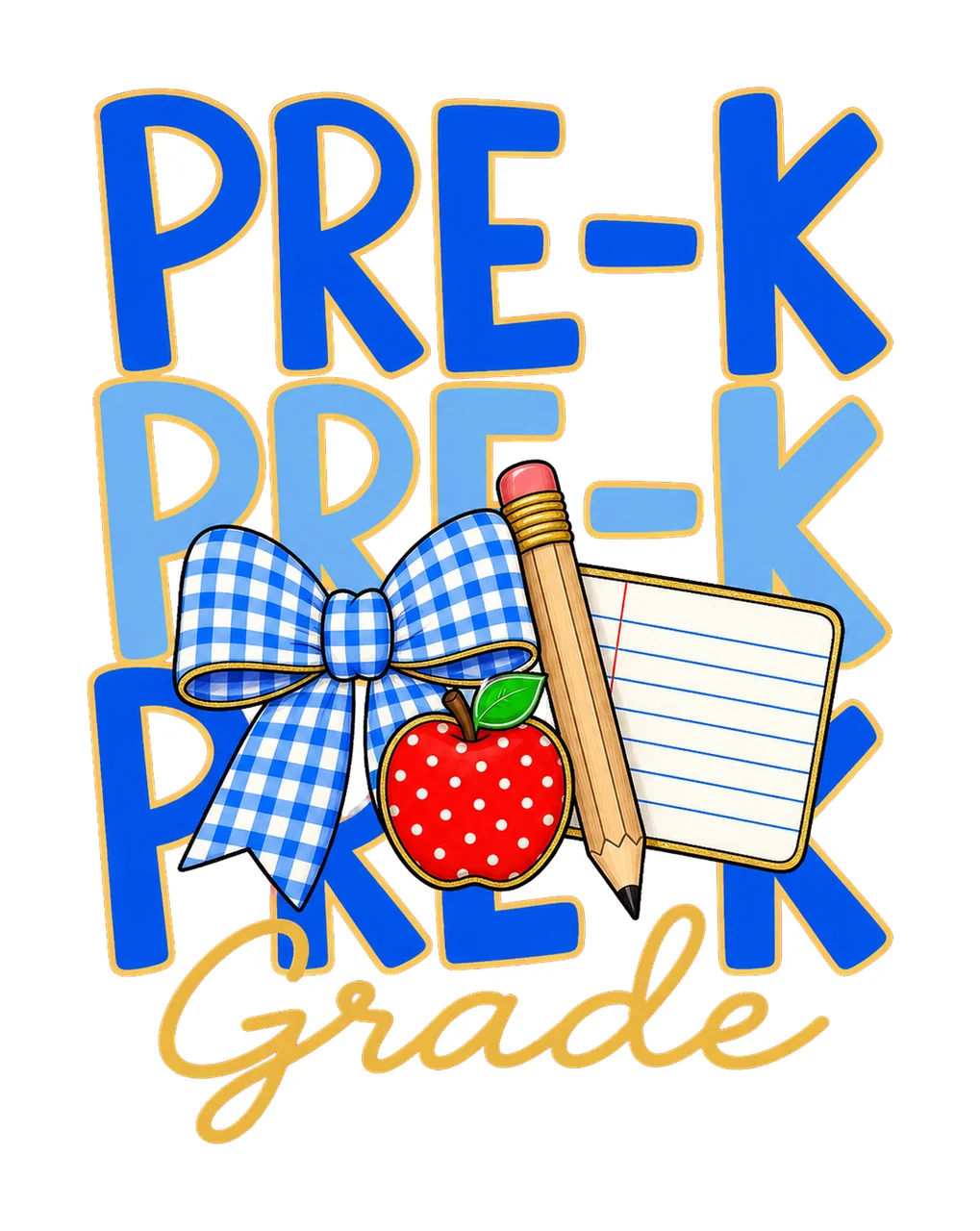 Preppy Teacher Blue Gingham Grade Series Variation A