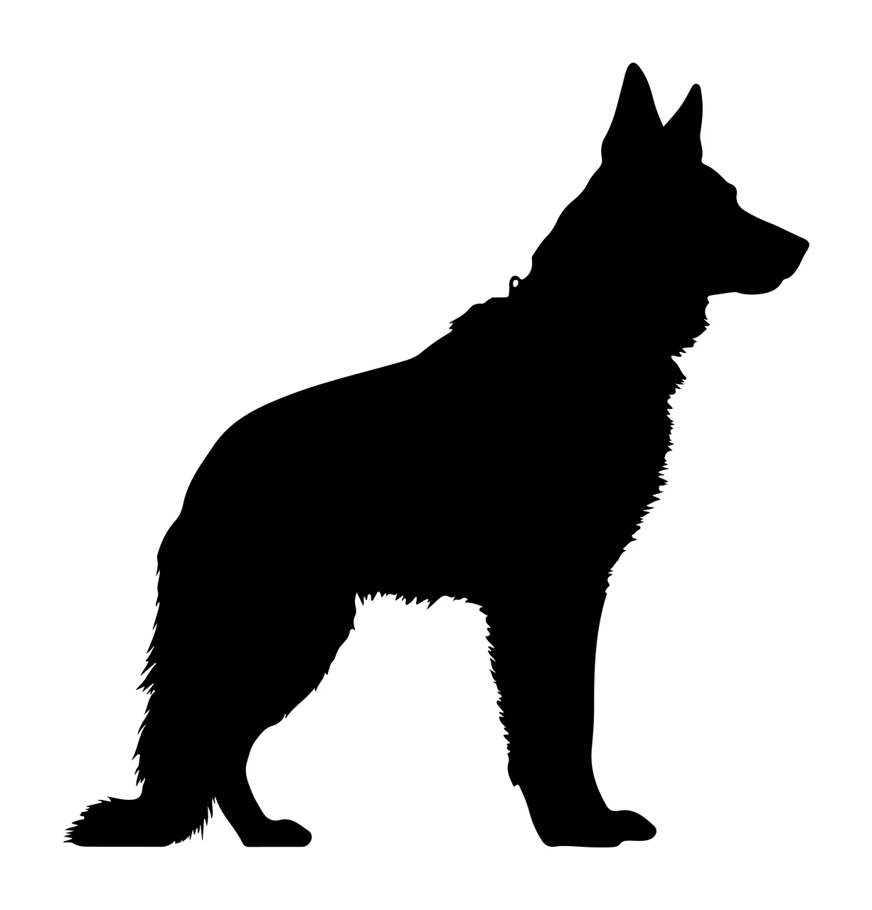 Dog Black Silhouette Of A Standing In Profile ears legs tail