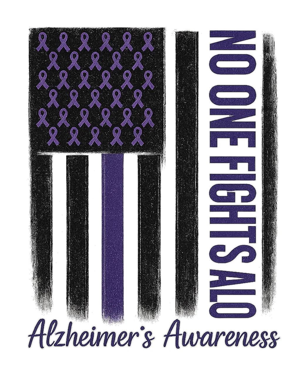 Alzheimers awareness purple ribbon flag sublimation design