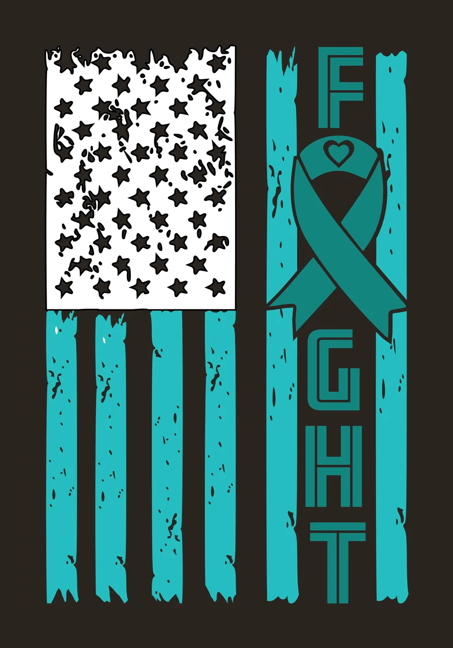 Fight Ribbon On Distressed Flag Stripes heart black and white contrast preview thumbnail
