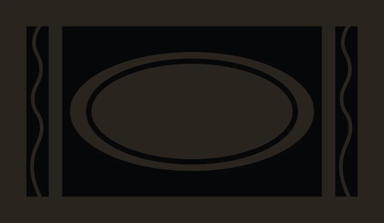 Rectangle With Oval And Wavy Lines In Black contrast preview thumbnail