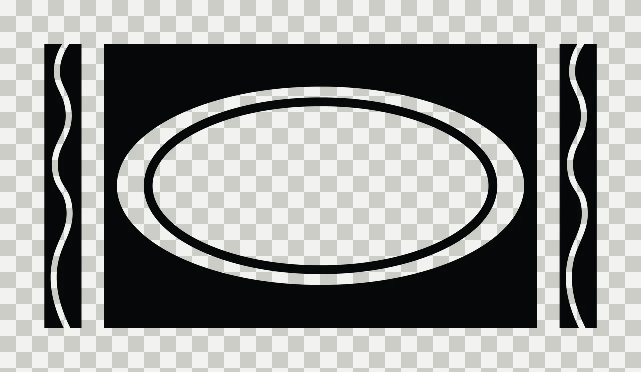Rectangle With Oval And Wavy Lines In Black transparency and detail preview thumbnail