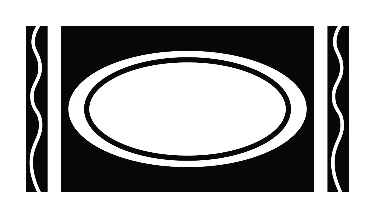 Rectangle With Oval And Wavy Lines In Black