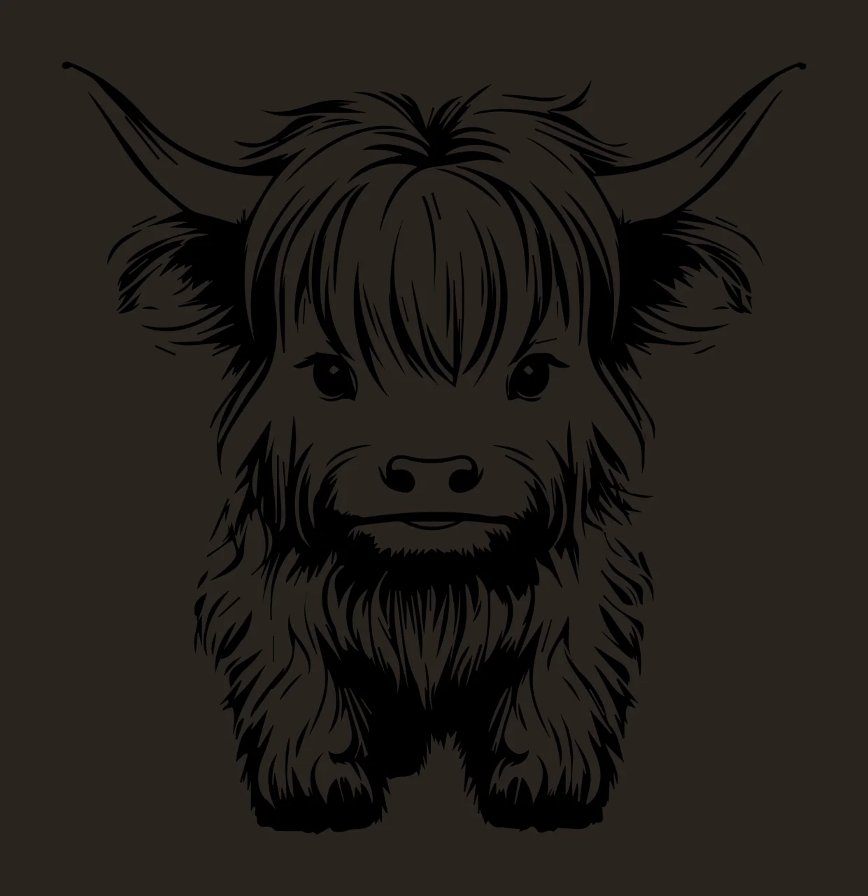 Highland Front View Cattle Silhouette stationary horns fur contrast preview thumbnail