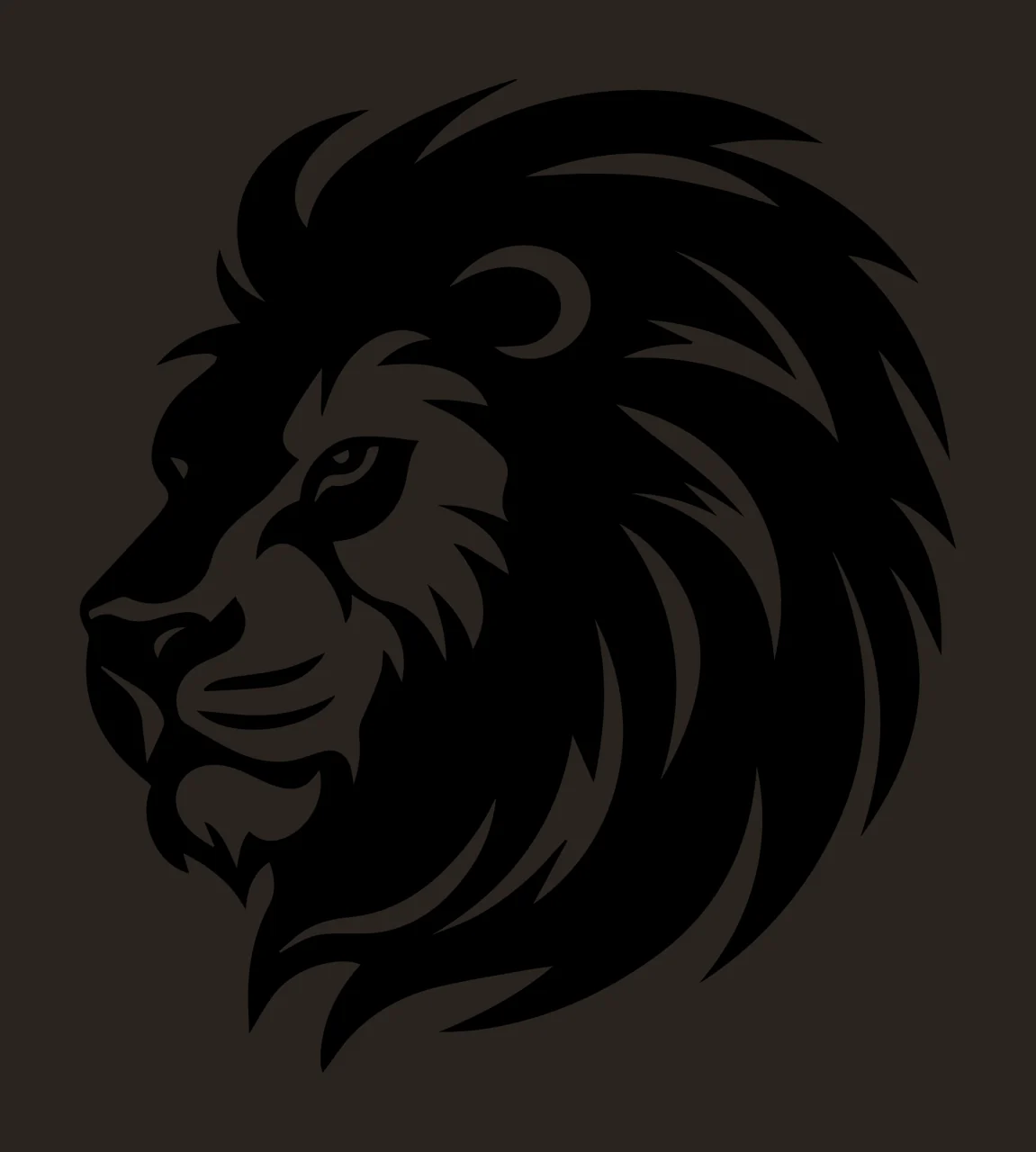 Lion Head Profile Graphic Illustration Facing mane ear black contrast preview thumbnail