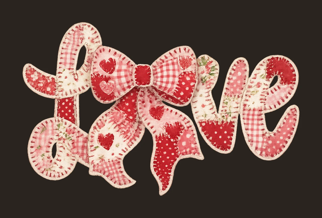 Love Bow Gingham Heart And Ribbon pattern fabric display contrast preview thumbnail