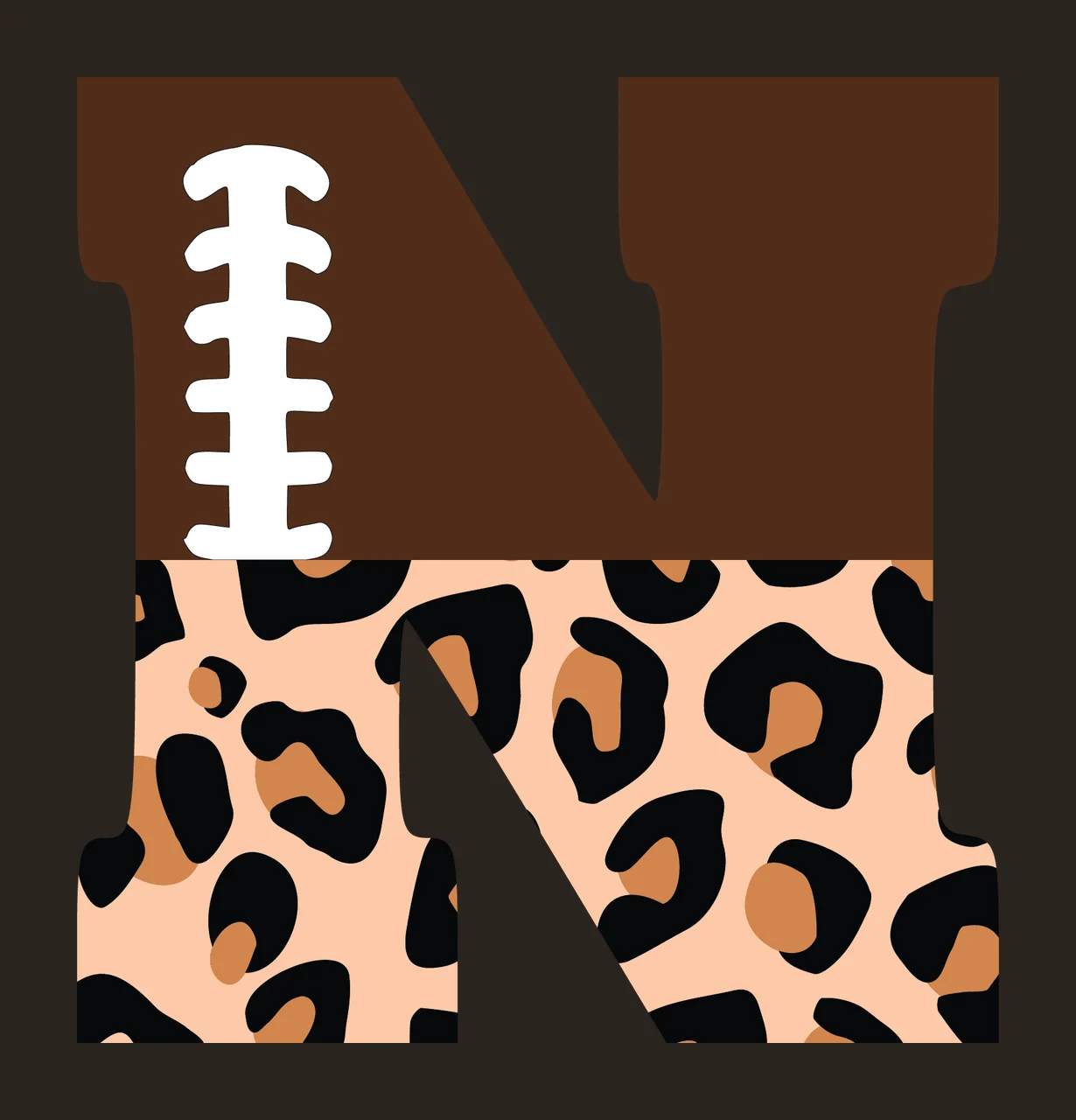 Football Font Half Leopard Character 04 american gridiron touchdown contrast preview thumbnail