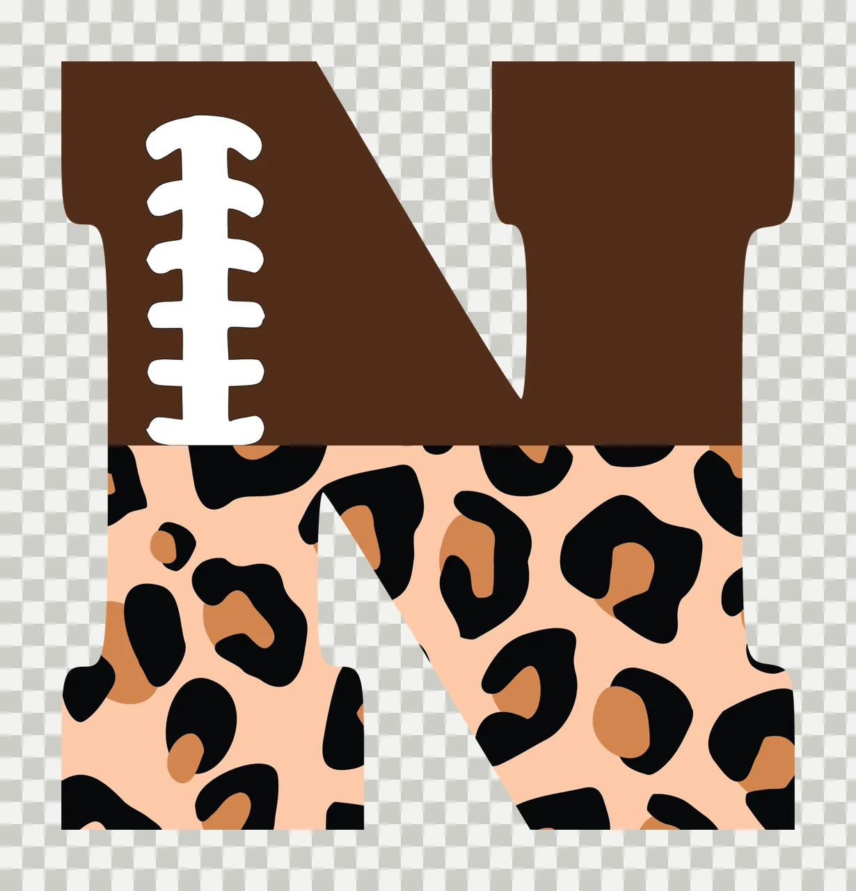 Football Font Half Leopard Character 04 american gridiron touchdown transparency and detail preview thumbnail