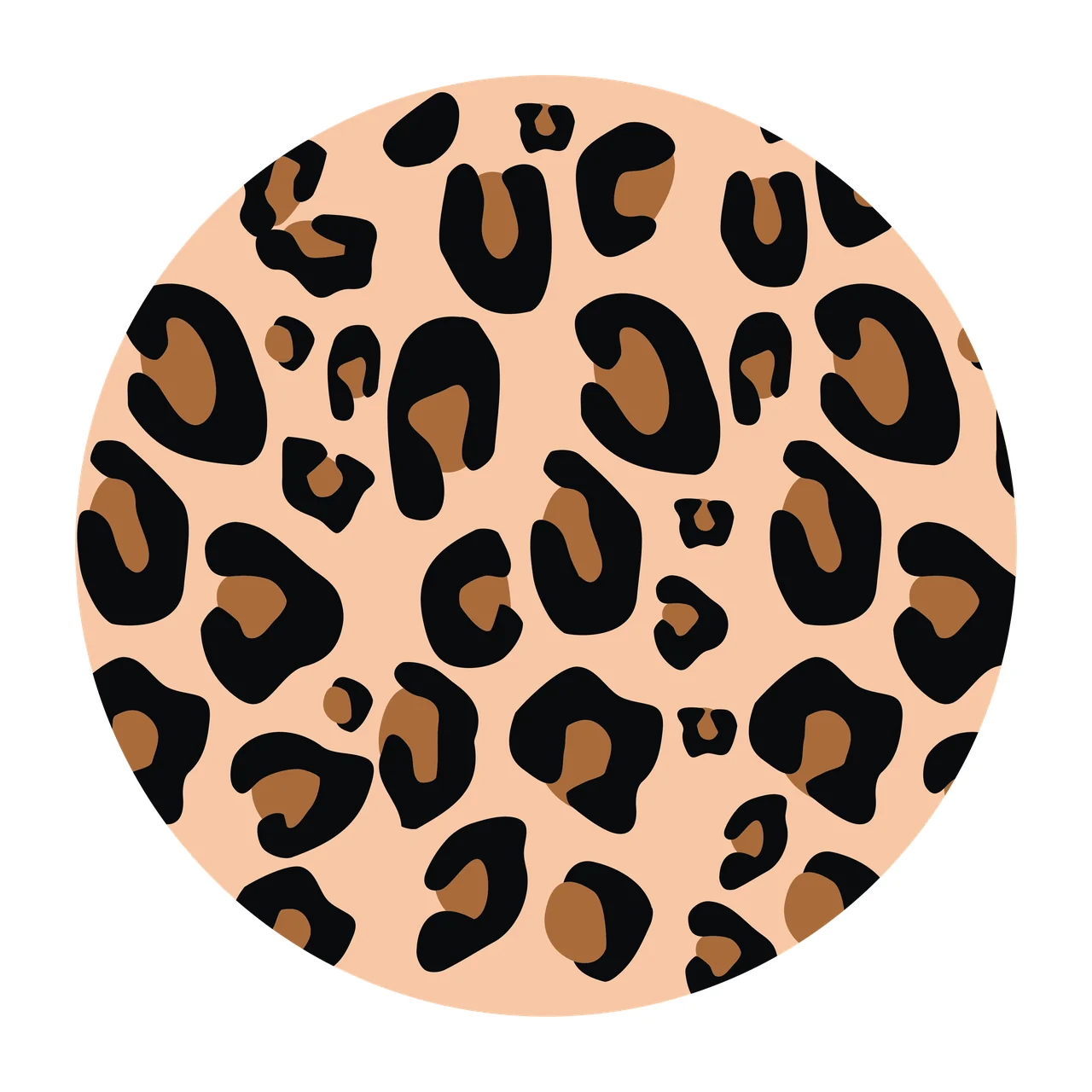 Keychain Abstract Leopard Print In Circle Shape spots minimalist line