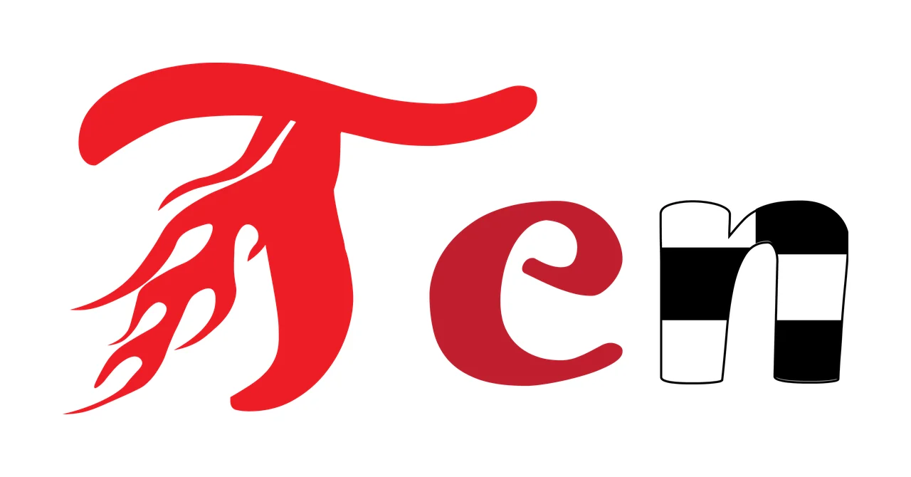 Ten Black Text With Flame And Cylinder Graphic display white