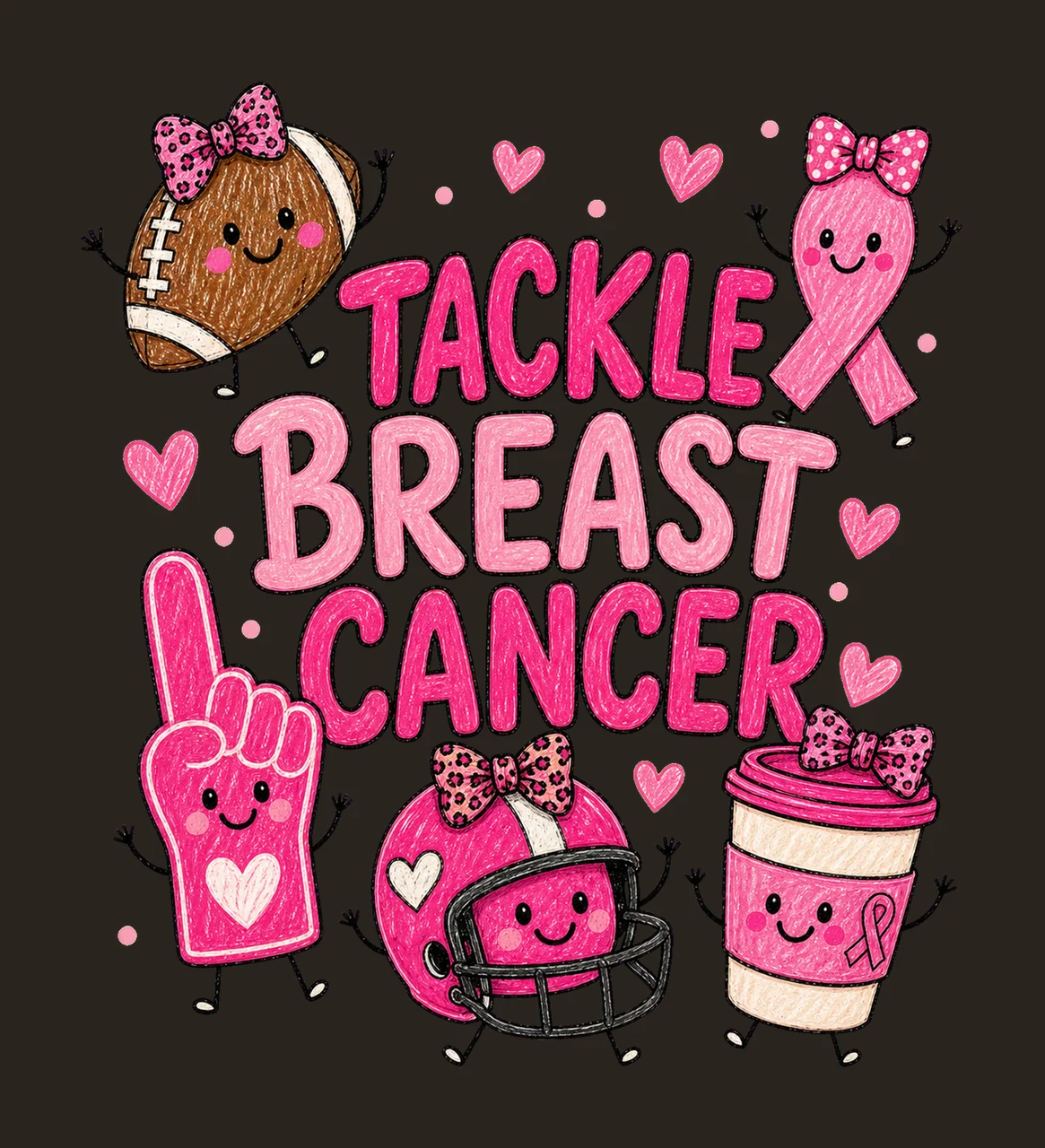 Tackle Breast Cancer Doodle Cute Football Variation B contrast preview thumbnail