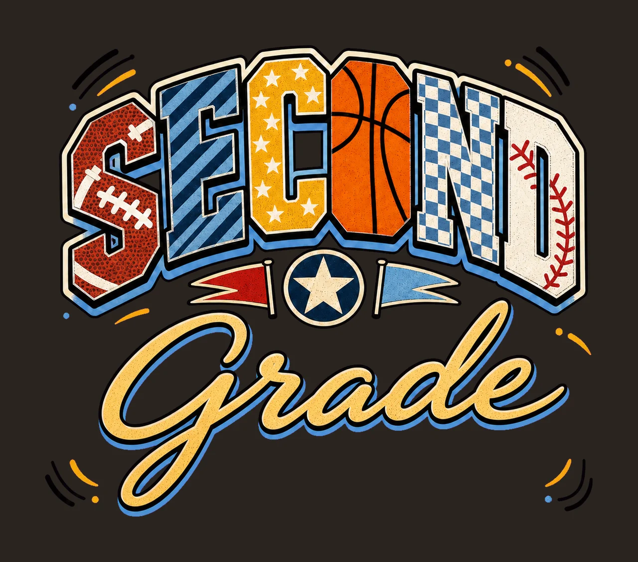 Retro Back to School Boys Second Grade Sports sublimation contrast preview thumbnail
