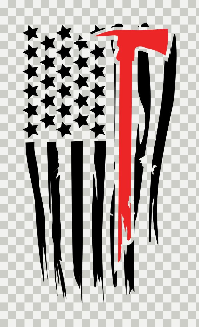 Flag Distressed American With Axe and stars stripes black white transparency and detail preview thumbnail